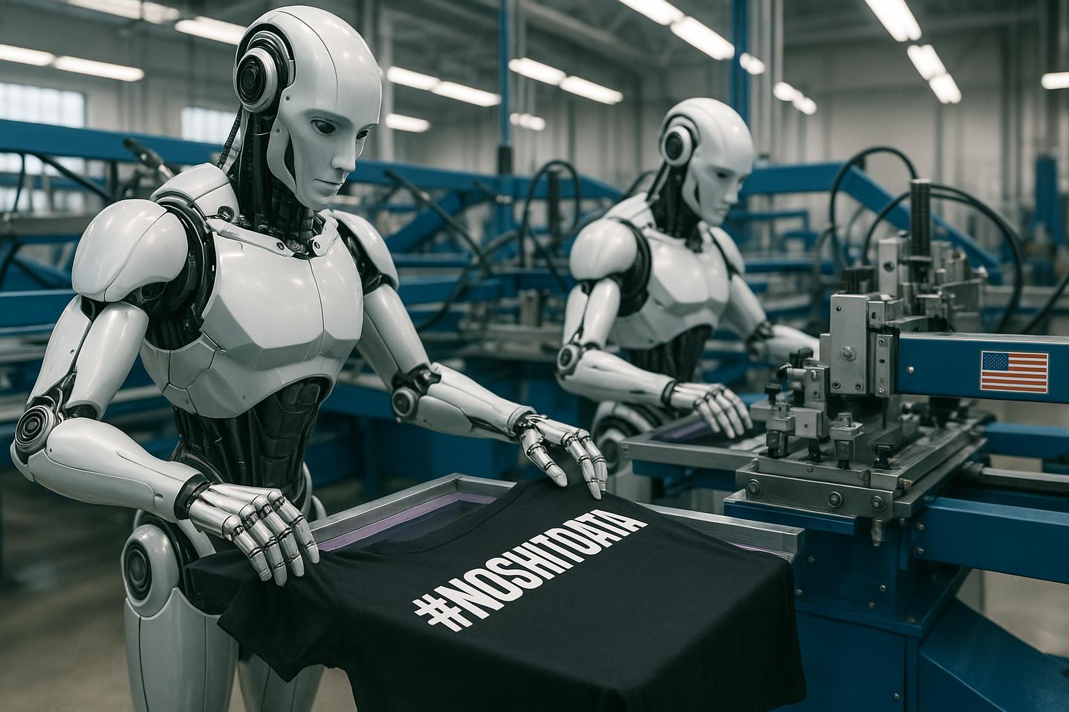 Robots manufacturing #noshitdata t-shirts